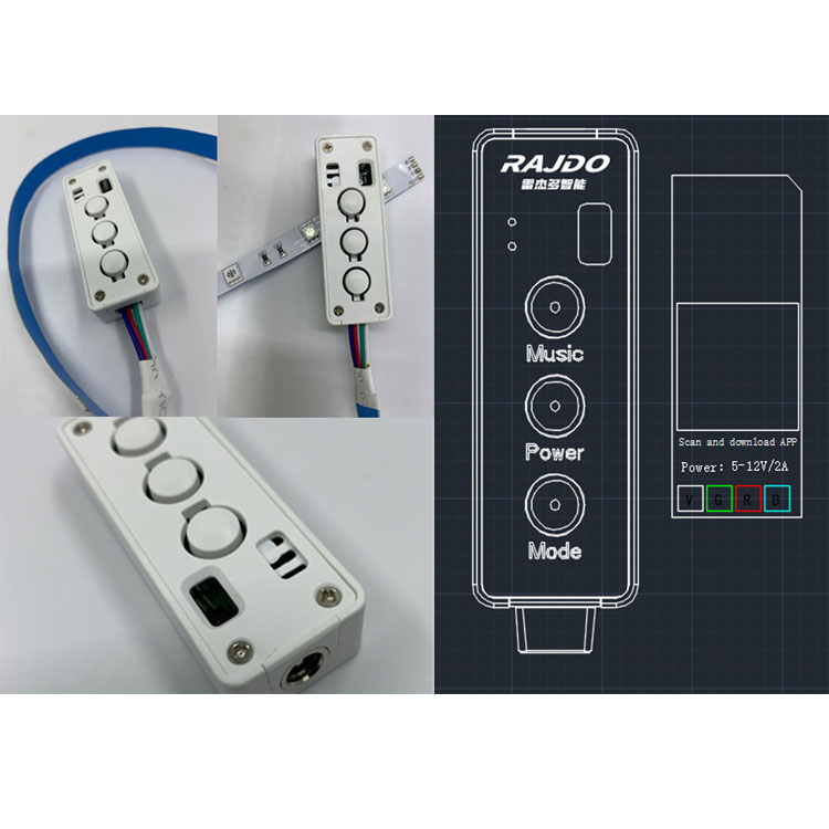 RGB 中山智能七彩控制器 BLE智能蓝牙幻彩灯方案 智能蓝牙5.1照明灯控方案 跑马灯串解决方案