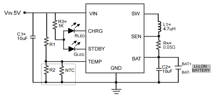 XR4420 5V供电2A 中山单节开关型锂离子电池充电芯片