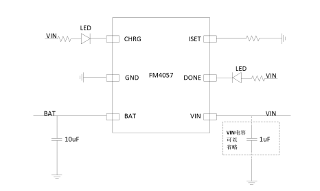 FM4057 32V 耐压中山单节锂电池线性充电芯片