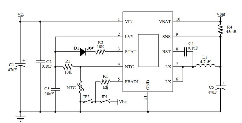BC910中山 开关型单节锂电池充电管理芯片，3A同步降压锂离子充电器