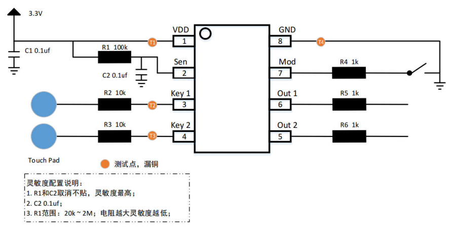 JT8022A电容式二按键触摸IC参数怎样？中山2键触摸芯片有那些？