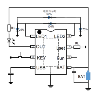 带有四段电量指示的手中山电筒照明控制专用芯片，CR68001参数资料