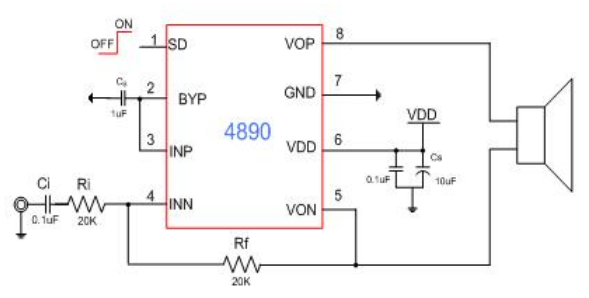 单声道 2.5W 中山音频功放芯片 4890