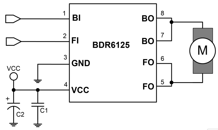 3.0V-18.0V大功率直流电机驱动芯片BDR6125,中山双向电机驱动IC 持续电流 4.50A，峰值 7.5A